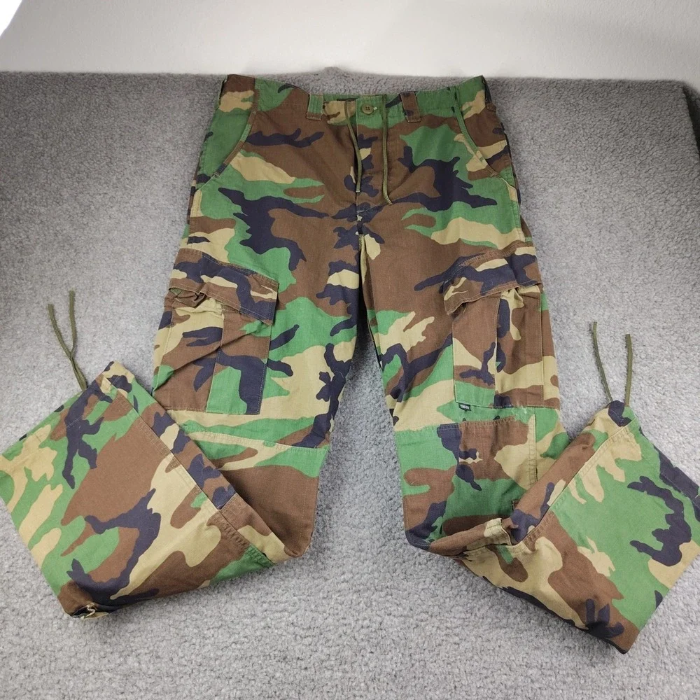 Tru-Spec Military Cargo Pants Woodland Camo BDU Medium Long Grunge Paratrooper